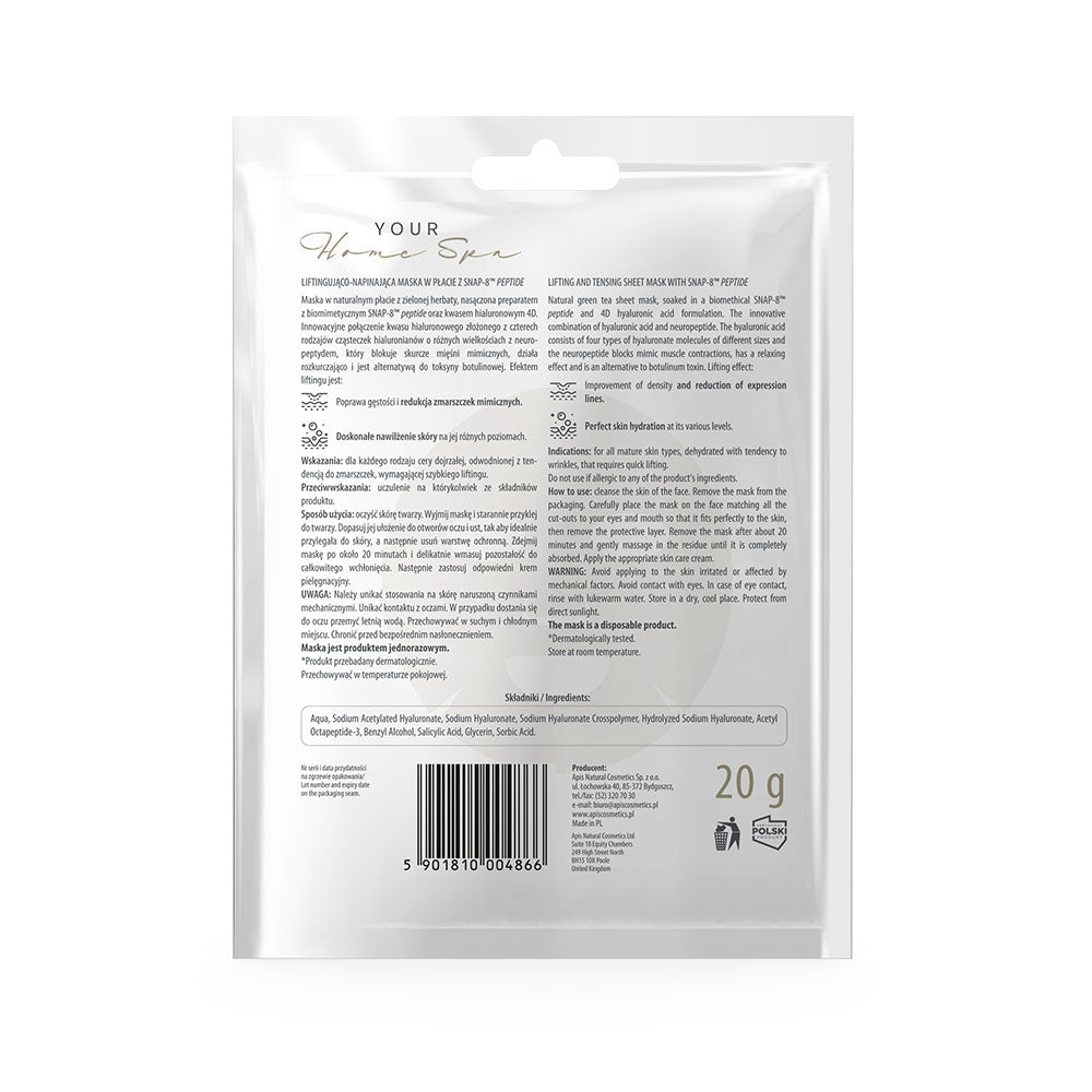 Apis Lifting & Tensing Sheet Mask with SNAP‑8 Peptide | 20 g