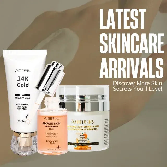 Ammuri Radiance Skincare Set β Niacinamide Serum, Vitamin C Cream & 24K Gold Mask