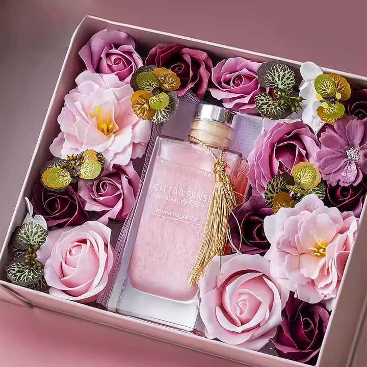 Home Oil Fragrance Glass Jar Luxury Reed Diffuser Gift Box