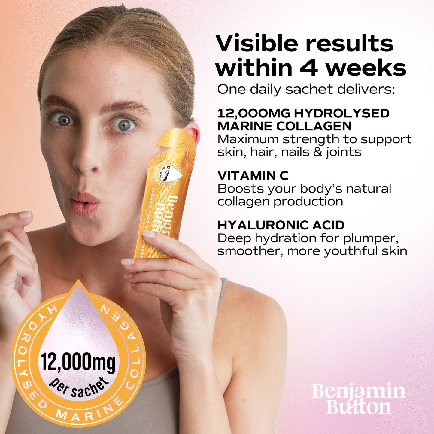 14x Mango 12,000mg Marine Collagen Liquid Sachets