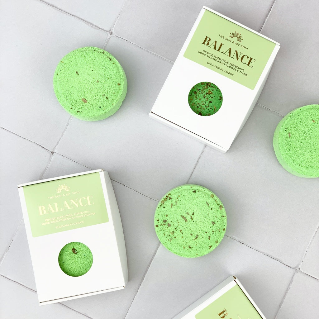 Balance Aromatherapy Shower Steamer in Box - Orange, Eucalyptus, Peppermint, Herbs