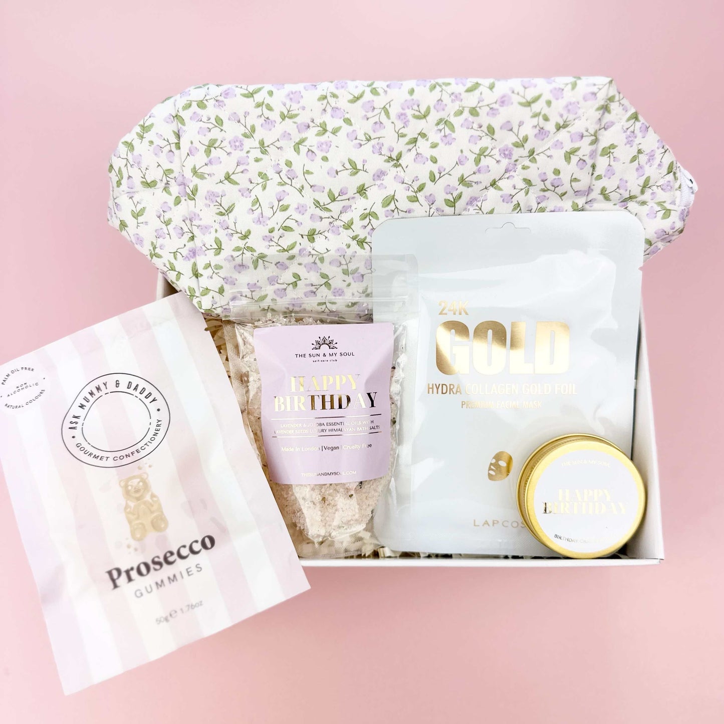 Happy Birthday Luxury Himalayan Bath Salts with Lavender, Jojoba Essential Oils with Lavender Seeds