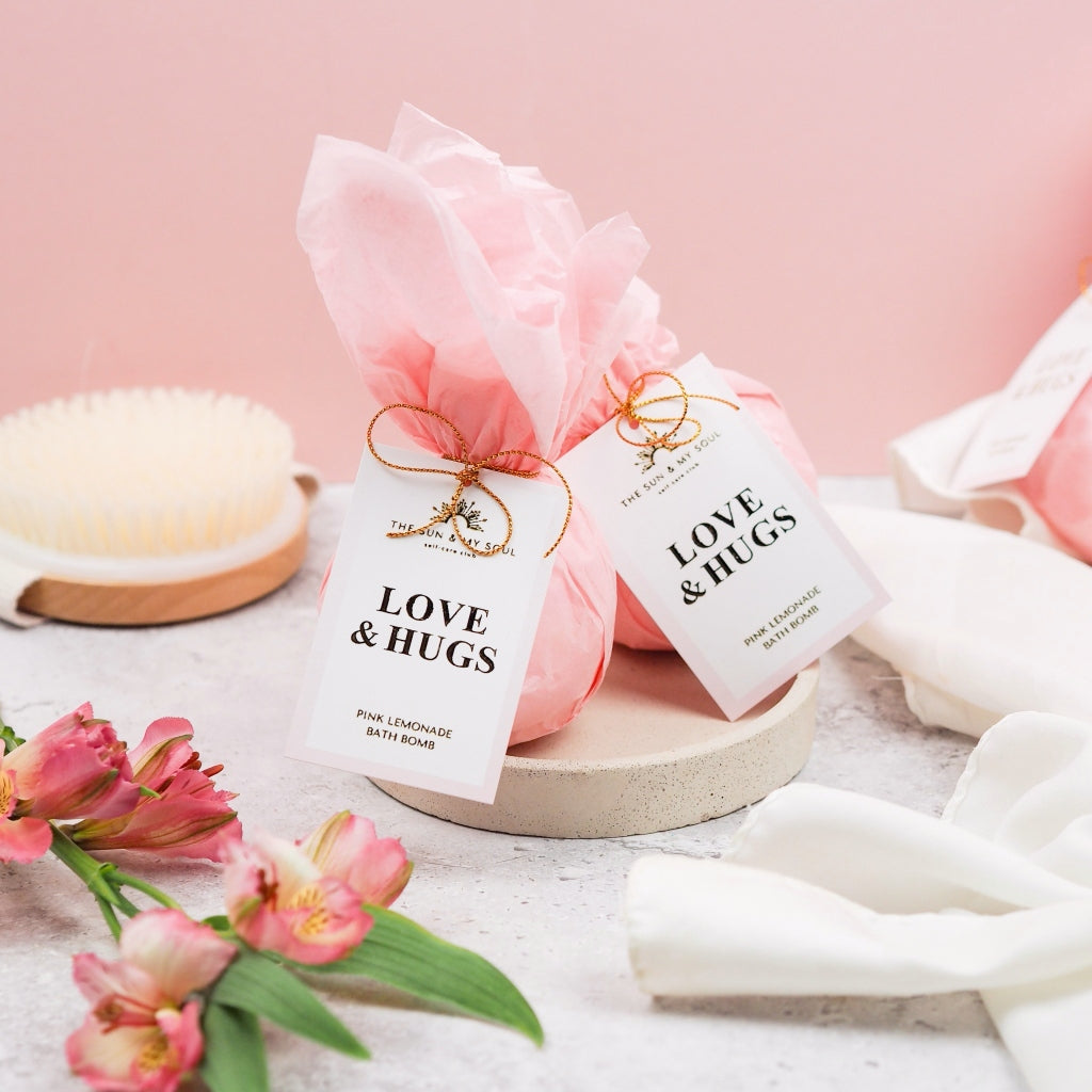 Love & Hugs - Pink Lemonade Bath Bomb Heartfelt Gift
