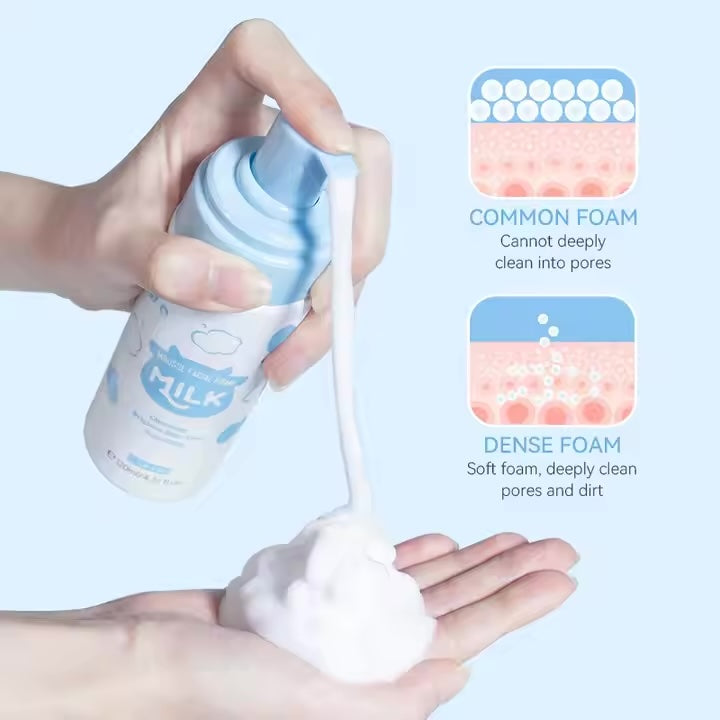 LAIKOU Milk Mousse Cleansing Facial Cleanser Brightening Moisturizing Face Foam 120ml