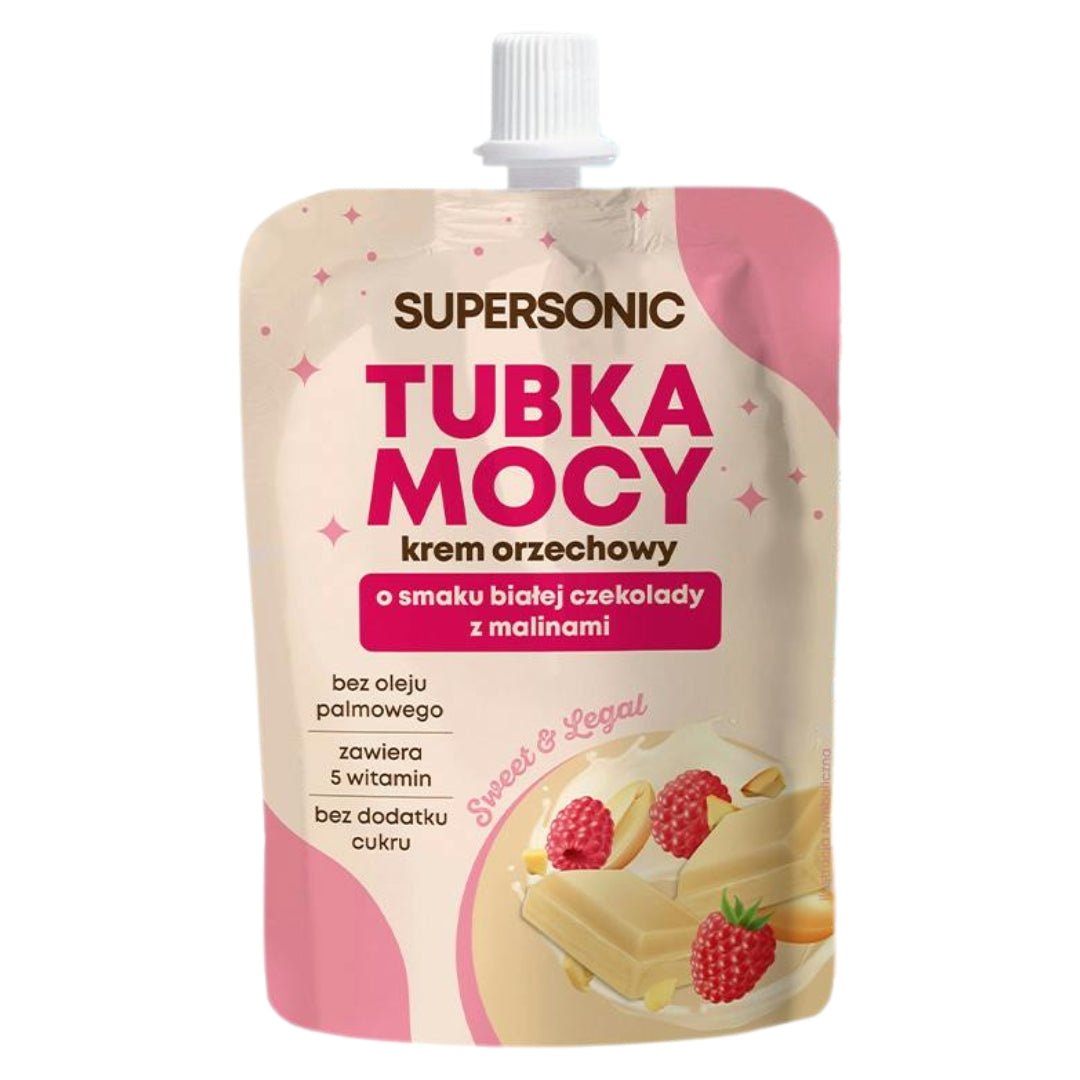 Power Tube - Nut cream with white chocolate & raspberries flavour 50g