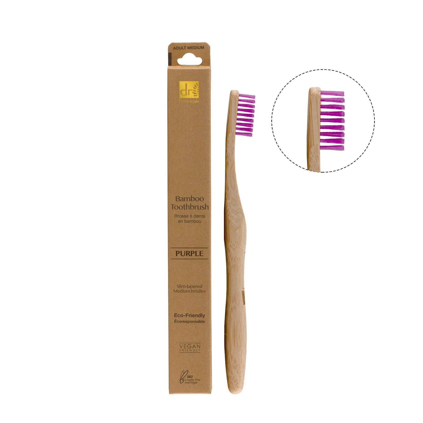 Dr Botanicals Bamboo Toothbrush Purple Twin Value Savings Pack